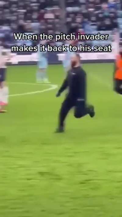 Pitch invader makes it back to his seat