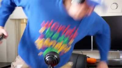 Gus attempts a backflip