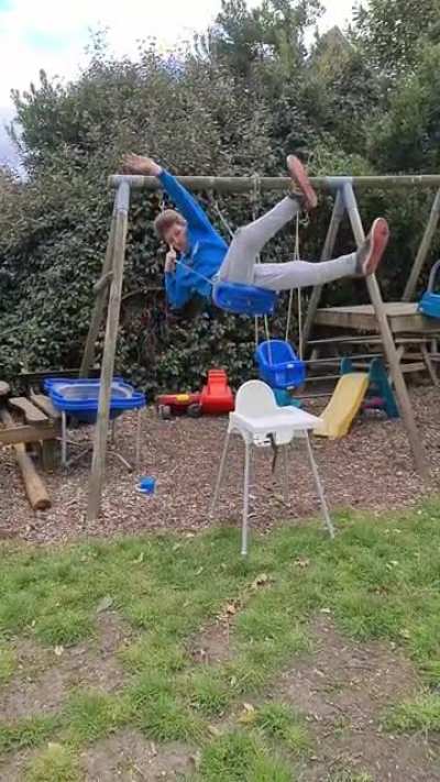 WCGW Jumping from a swing into a high chair