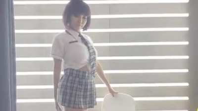 Schoolgirl in motion
