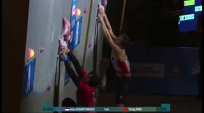 Women's speed climbing record got smashed, in under 7 seconds