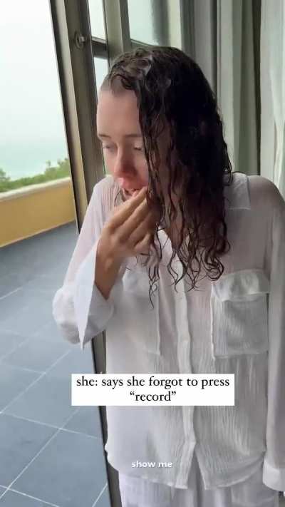 Elena pranking her sister by telling her she didn&lsquo;t record the video of her standing in the rain