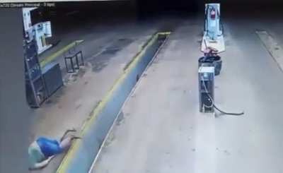 Idiot takes a nap on the pavement