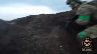 GoPro footage from a Ukrainian soldier showing them clearing out a wagner trench position with small arms fire + grenades in the Bakhmut area. [unknown when]
