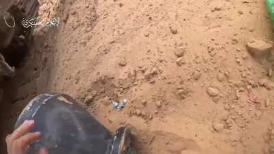 Hamas targets a Merkava tank with Shawath explosive device and an armoured personnel carrier with Al-Yassin 105 anti-armor missile from a close distance in Gaza 