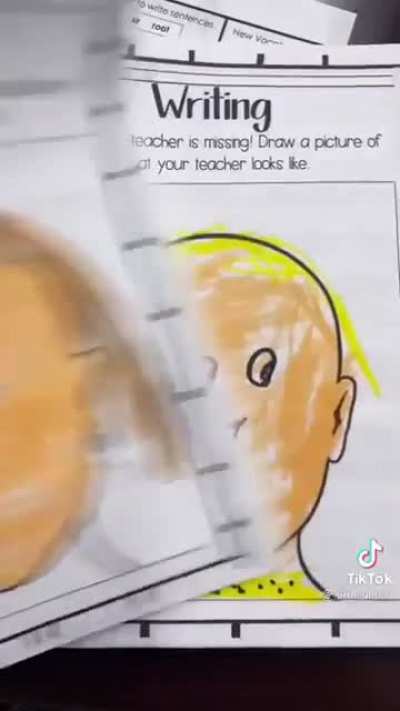 3rd grade teacher asks students to draw a picture of her