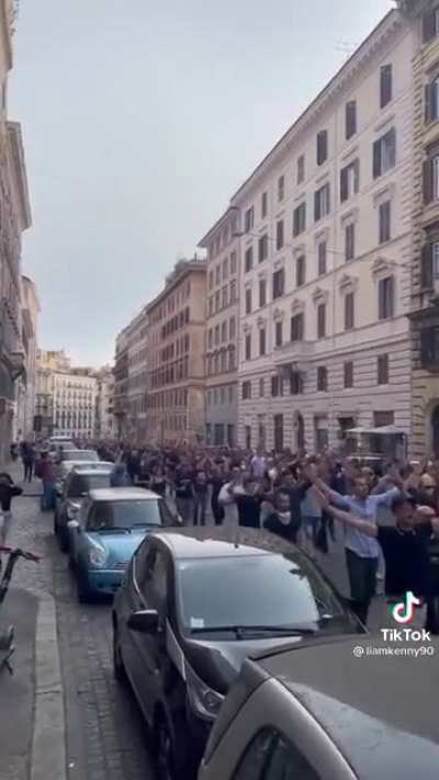 Italian Far Right take to the streets singing "Where are the anti fascists hiding?"