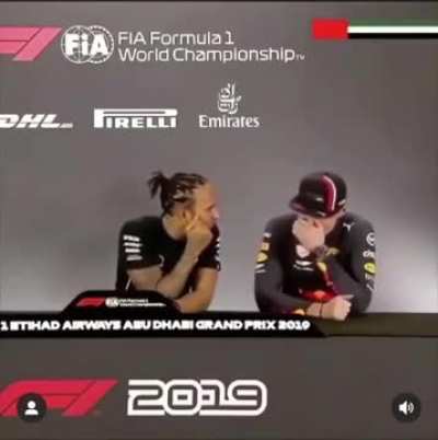An excited Lewis Hamilton to Max Verstappen: "There are so many girls here!"