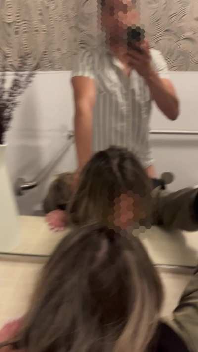 Bent over the bar sink while cuck hubby paid her bull's tab