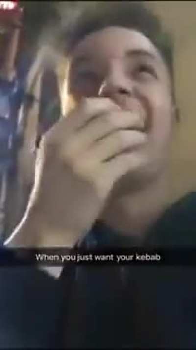 Drunk woman is repelled from a kebab shop - a classic from my home town of Belfast