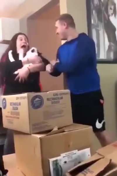 The cats face is priceless!