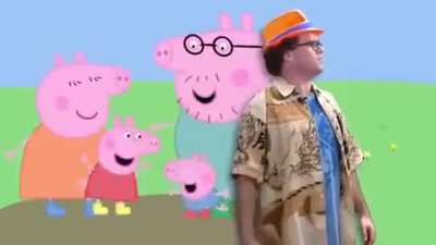 A man gets scared by badly-drawn "pigs"
