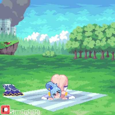 Aqua at a picnic with Kazuma