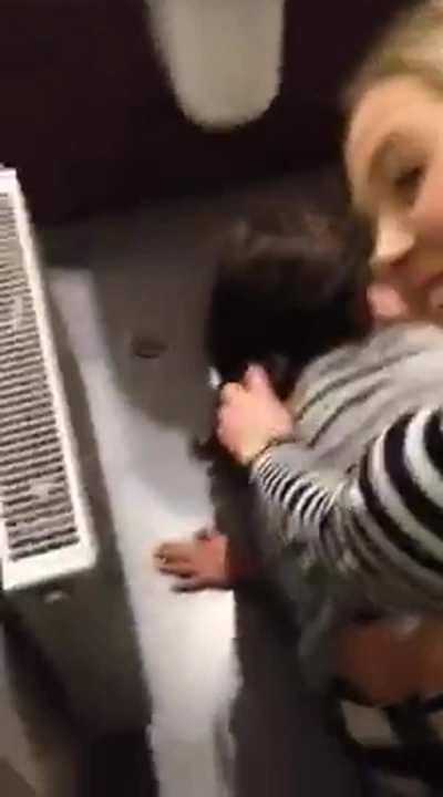 Drunk girl poops in toilet while other girls watch