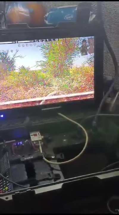 Operator's POV of an FPV strike on a Russian soldier hiding in dense foliage. Video by the 40th OABr.