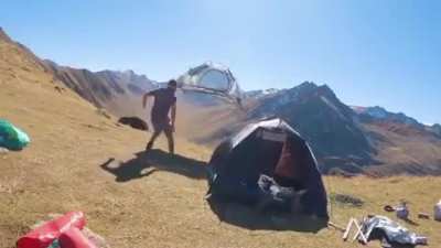 He lost his tent