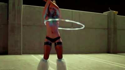 Hula hoopin at night outdoors