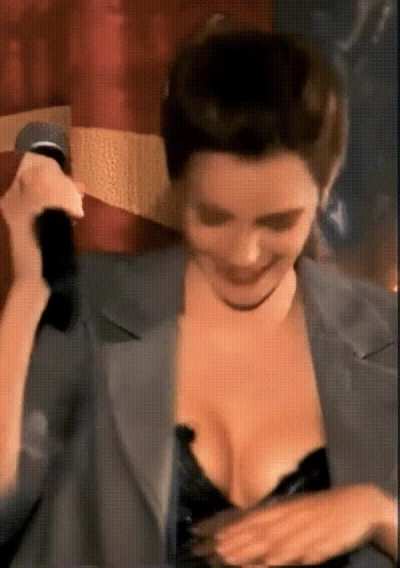Emma Watson catches you staring at her tits during the interview &amp;amp; she likes it