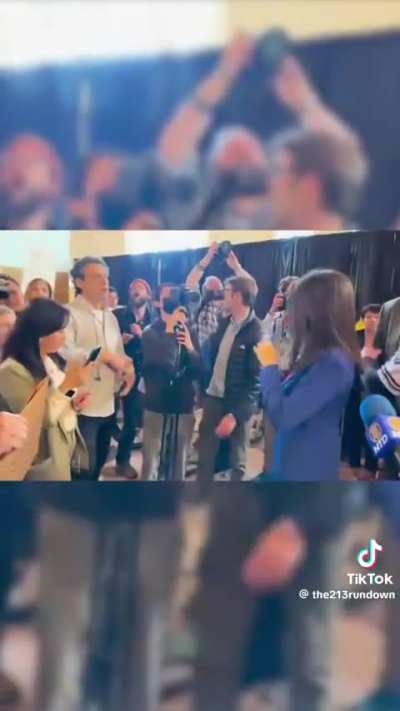 Tomato is thrown at republican congresswoman, Alexandra Macedo in California.