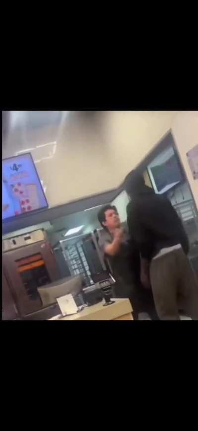 Idiot tries to fight staff.