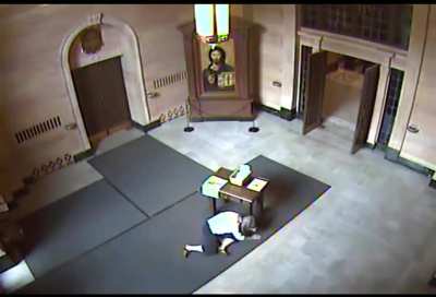 Knockout Game With Old Woman In Cathedral