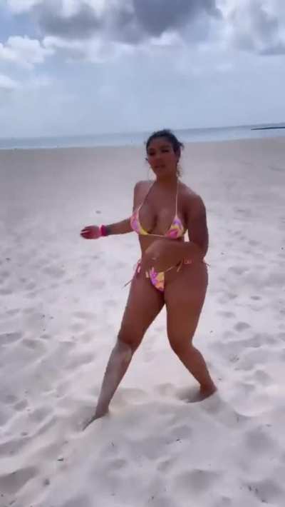 Big butt model walking in bikini