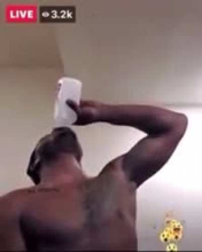 This guy drank a whole bottle of alcohol in a facebook livestream. I don’t know the context.