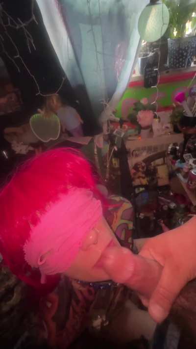 Red wig hooker depthroats my cock. No use hiding your identity slut we all know who you are, a dirty filthy whore!