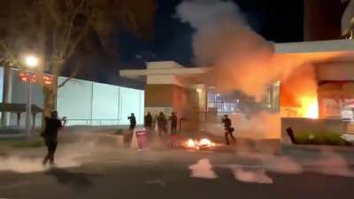 Portland antifa set ICE building on fire while chanting "every city every town burn the precinct to the ground" [night of 4-10-2021]