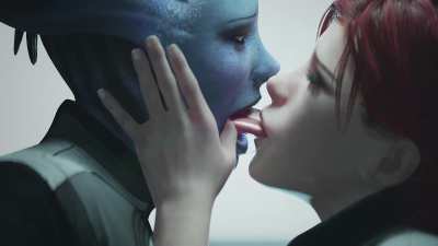 [Shepard &amp;amp; Liara] intense tongue sucking (zmsfm)