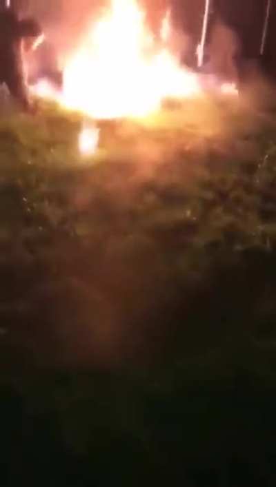 The Russian way of putting fire in an outdoor fireplace