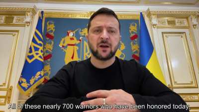 "I signed several decrees on honoring our warriors and our gratitude to them. And I want to talk about them today." - President Zelenskyy's address, 31st December 2023