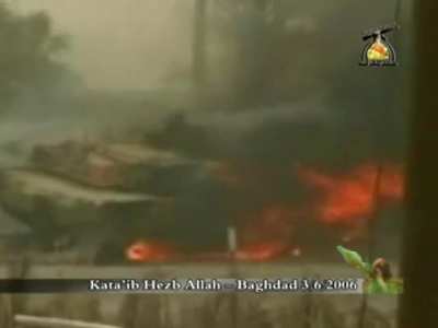 US Army M1A2 SEP Abrams, C11 of 3-67AR being destroyed by an EFP. March 10, 2006.