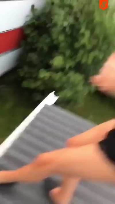 Glad she didn&rsquo;t land on her neck