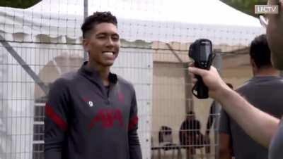 Firmino smiling for a temperature test