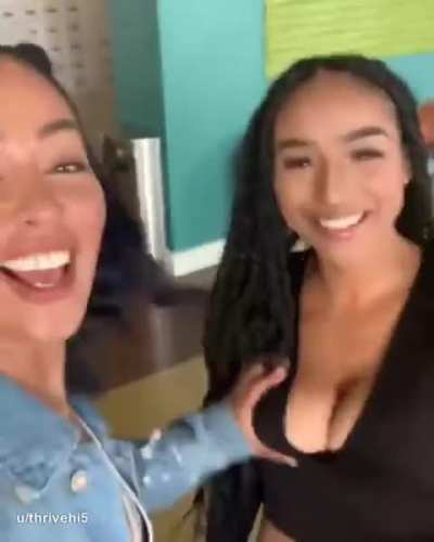 When small titted and big titted friends can make a joke about their tit size