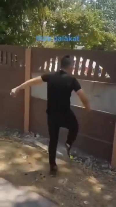 Kicking the fence