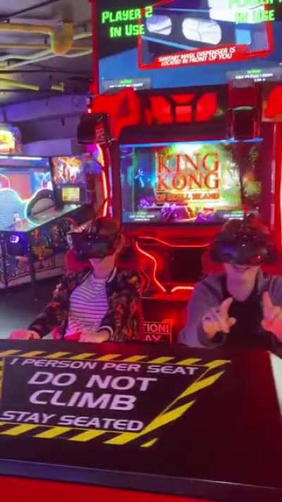 My first time on this VR game (I&rsquo;m on the left)