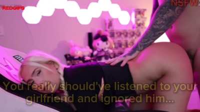 You tried to stop your girlfriend from getting bullied on her stream. Unfortunately, you just fucked her over. (Model is Wettmelons)