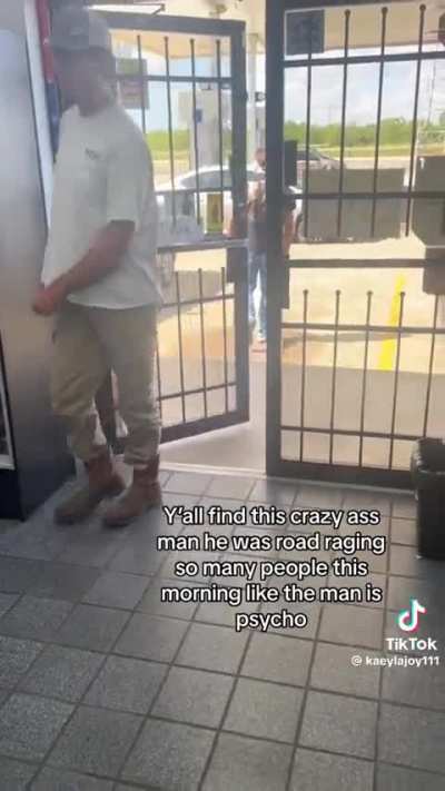 Crazy guy follows woman down the road and confronts her in gas station