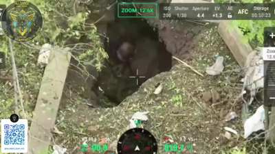 UA National Guard's 15th Brigade "Kara Dag" / "Alliance" drone team spotted a Russian infantry group in a tree line, hitting some of the group in a dugout with dropped munitions before pursuing remaining survivors with further munition drops. Published Ju
