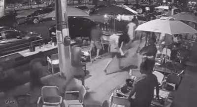 In Brazil, a group of people doing CrossFit passed by an outside restaurant. Everyone thought they were running away from something - so joined in.