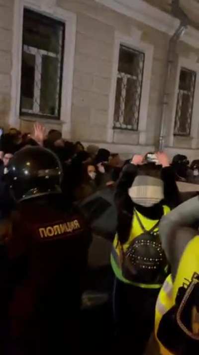 Moscow right now. People with their hands up chanting “we are unarmed”, as police is beating them with batons