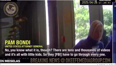 Pam Bondi caught on camera saying theres tens of thousands of videos of kids in the Epstein files