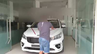 Feeling sad for his new car.