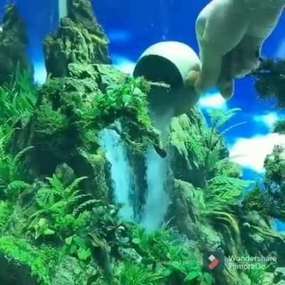 Underwater waterfall aquarium