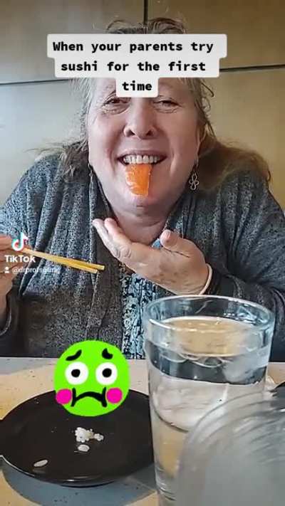 Parents try sushi 