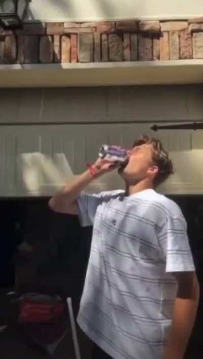 chugging sparking water