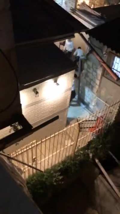 Jerusalem tonight... Zionist terrorist attacking Palestinian house 23/4/2021
