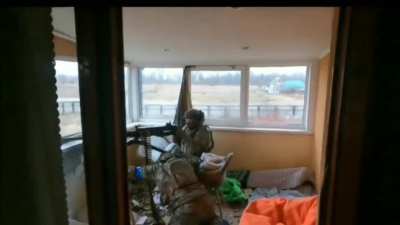 Ukrainian fire support team suppressed enemy positions with a HMG. Kupyansk direction.